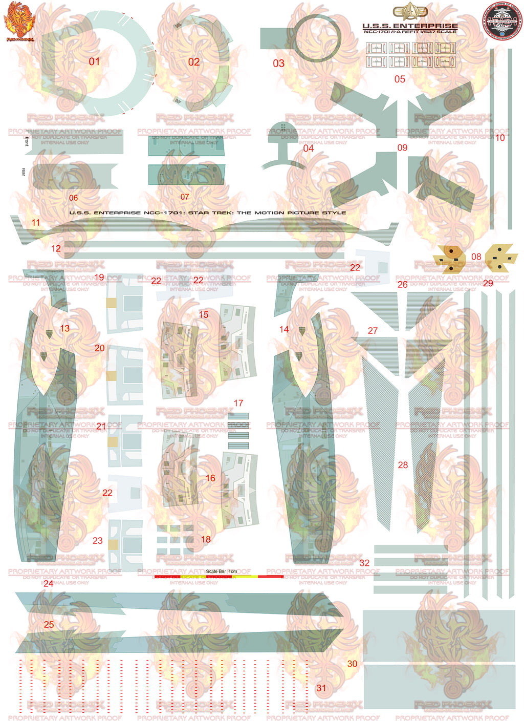 Enhanced Set U.S.S. Enterprise Refit NCC 1701 Refit 1-537 Scale Decal Set