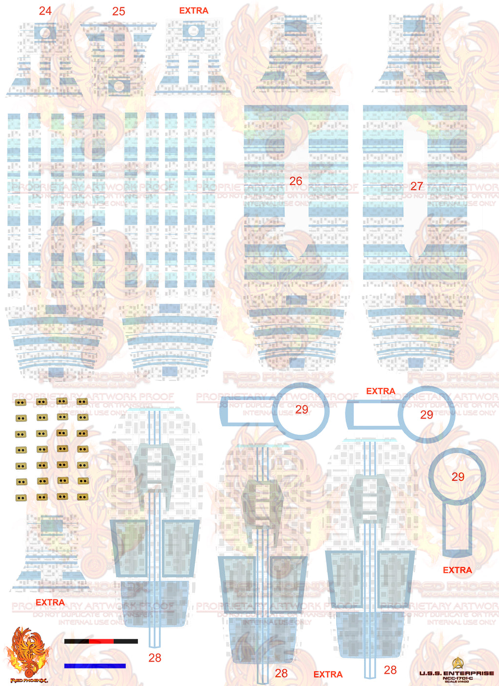 DIY DIGITAL DOWNLOAD: U.S.S. Enterprise-C Scale 1/1400 Aztec / Hull Decal Set- Enhanced Detail