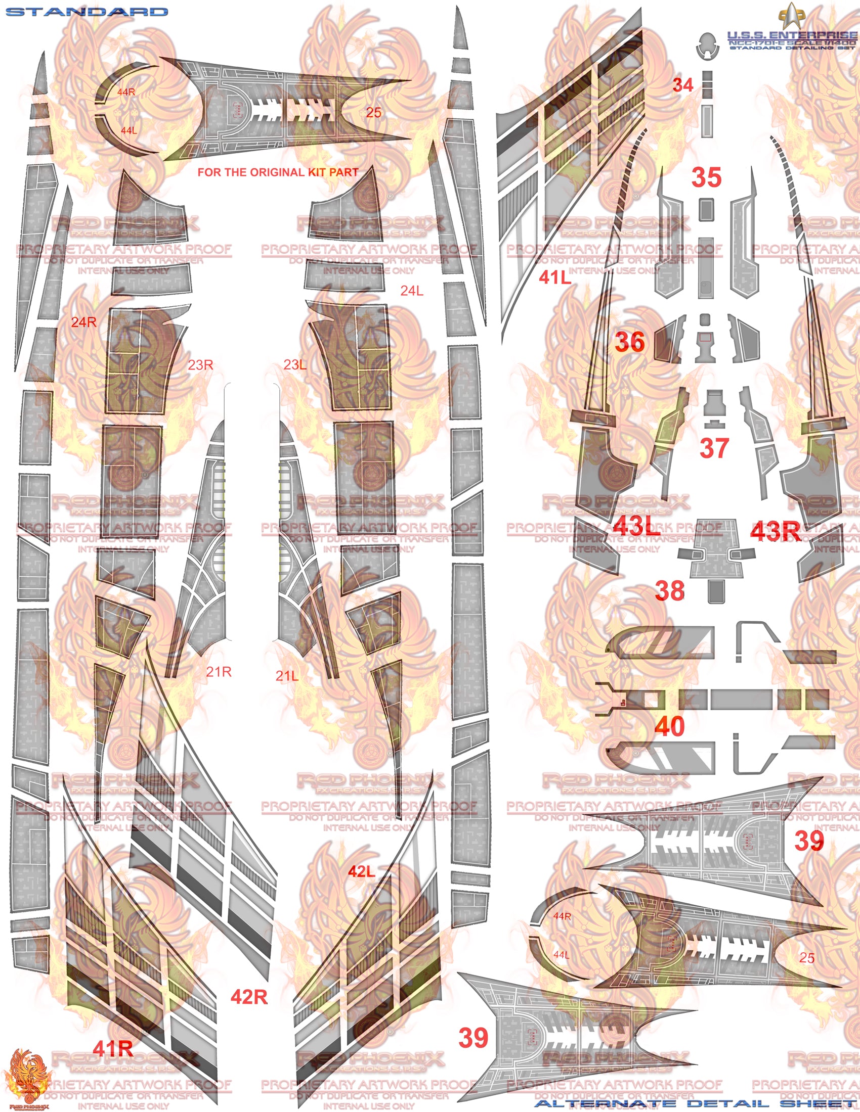 U.S.S. Enterprise-E 1/1400 Scale Standard Aztec / Hull Detailing Set