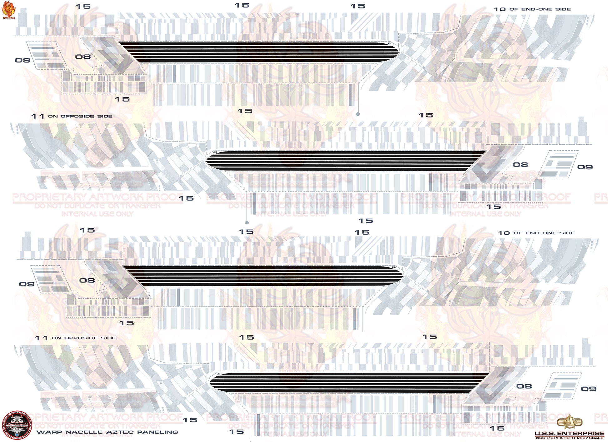 Enhanced Set U.S.S. Enterprise Refit NCC 1701 Refit 1-537 Scale Decal Set