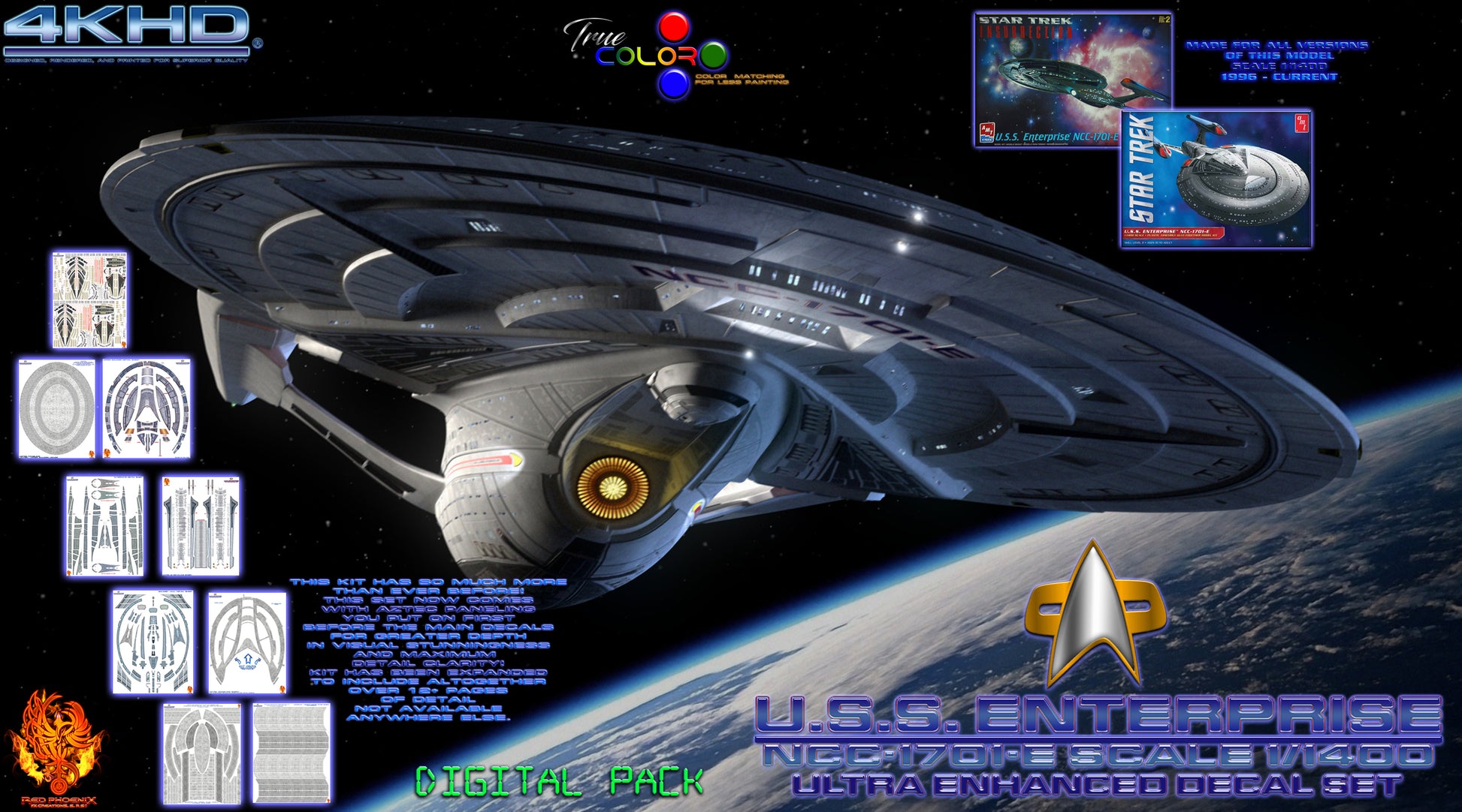 DIY Print Your Own DOWNLOADABLE: U.S.S. Enterprise  NCC 1701-E 1/1400 Scale Enhanced Decal Set