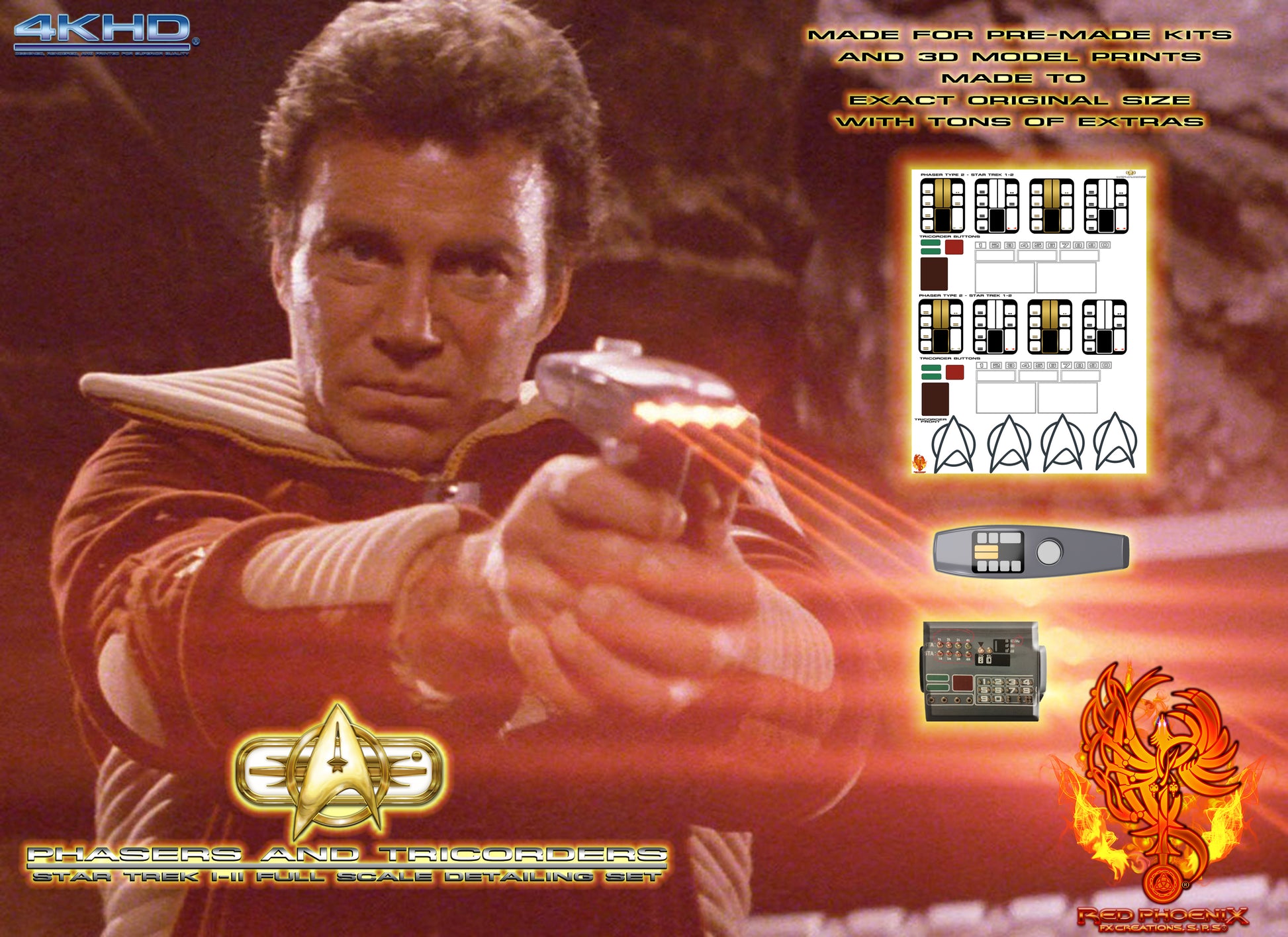 Star Trek 1-2 Phasers And Tricorders Detailing Set For Full Scale 3D printed And Resin Sets