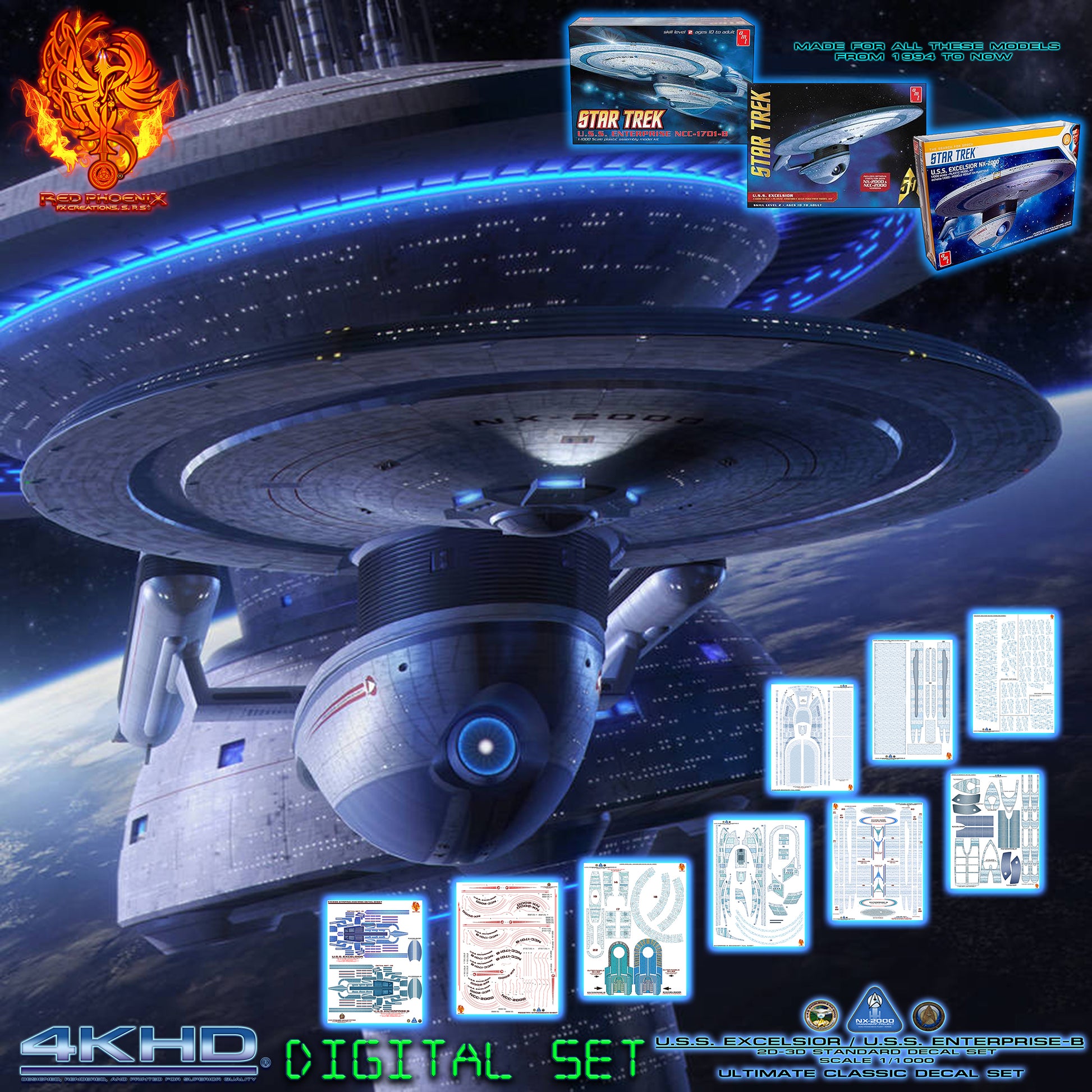 DIY Print Your Own DOWNLOADABLE: 1/1000 U.S.S. Excelsior / U.S.S. Enterprise-B 2-In-1 Decal Detailing Kit