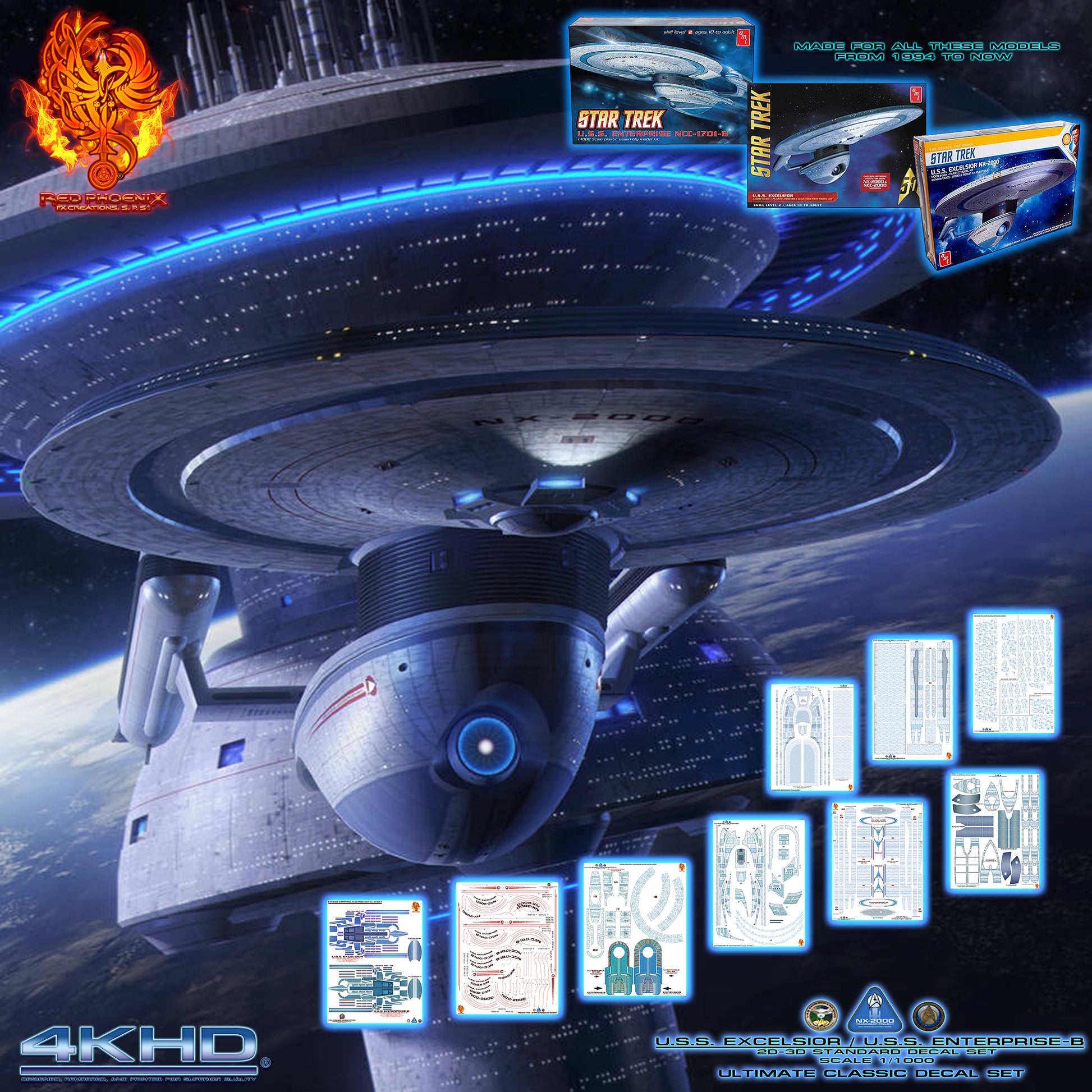 ULTIMATE EDITION - U.S.S. Excelsior/Enterprise-B Scale 1/1000 Aztec /Hull Decal Set