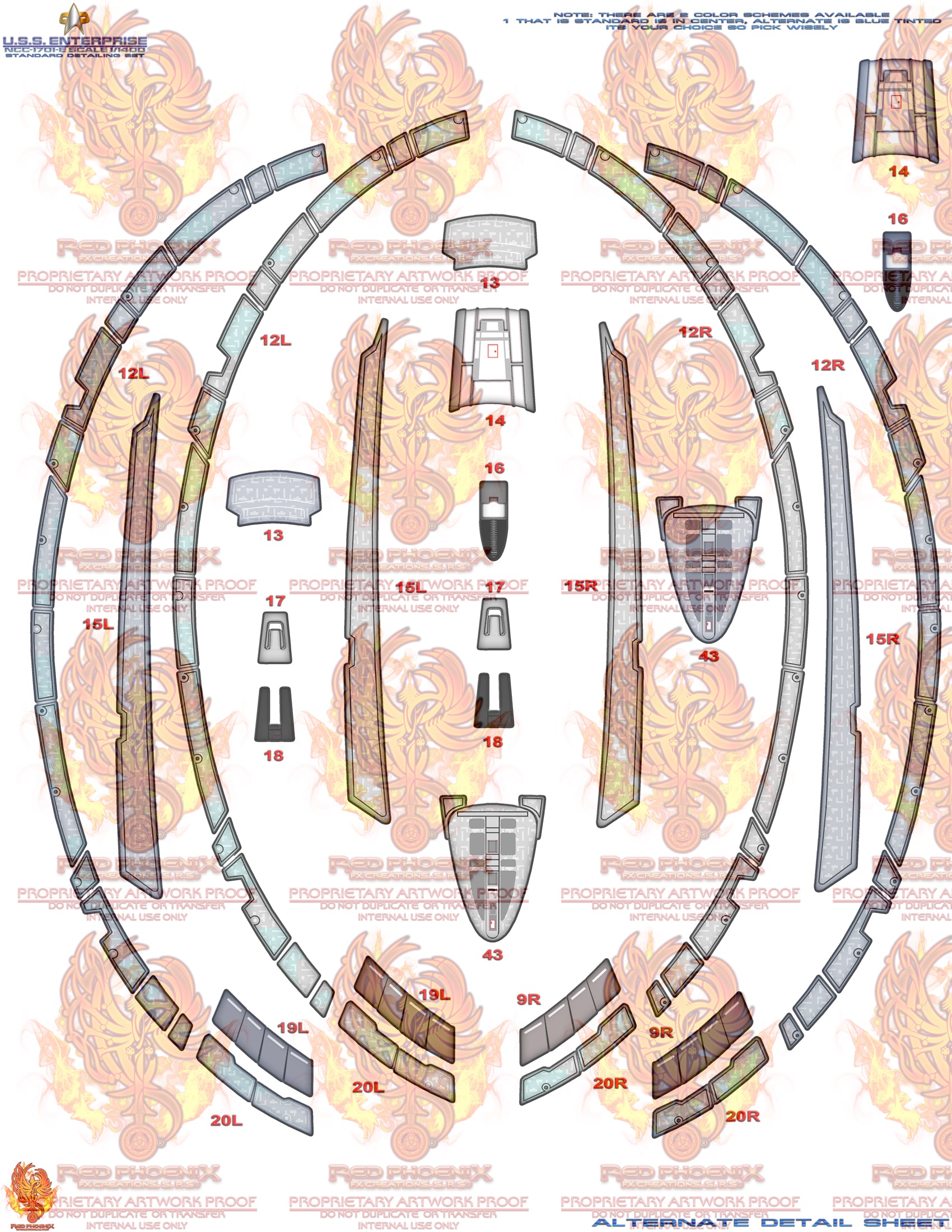 U.S.S. Enterprise-E 1/1400 Scale Standard Aztec / Hull Detailing Set