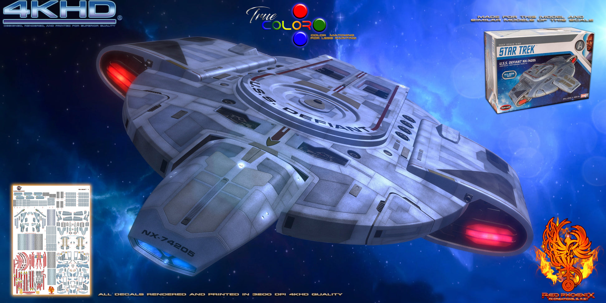 U.S.S. Defiant 1/1000 Scale Enhanced Edition Aztec / Hull Detail Set