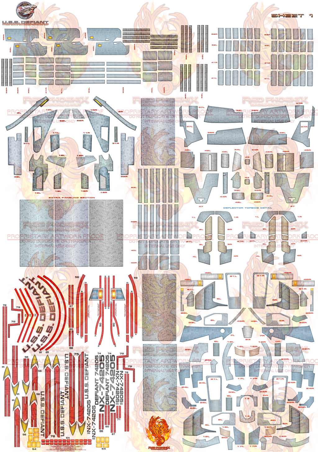 U.S.S. Defiant 1/1000 Scale Enhanced Edition Aztec / Hull Detail Set