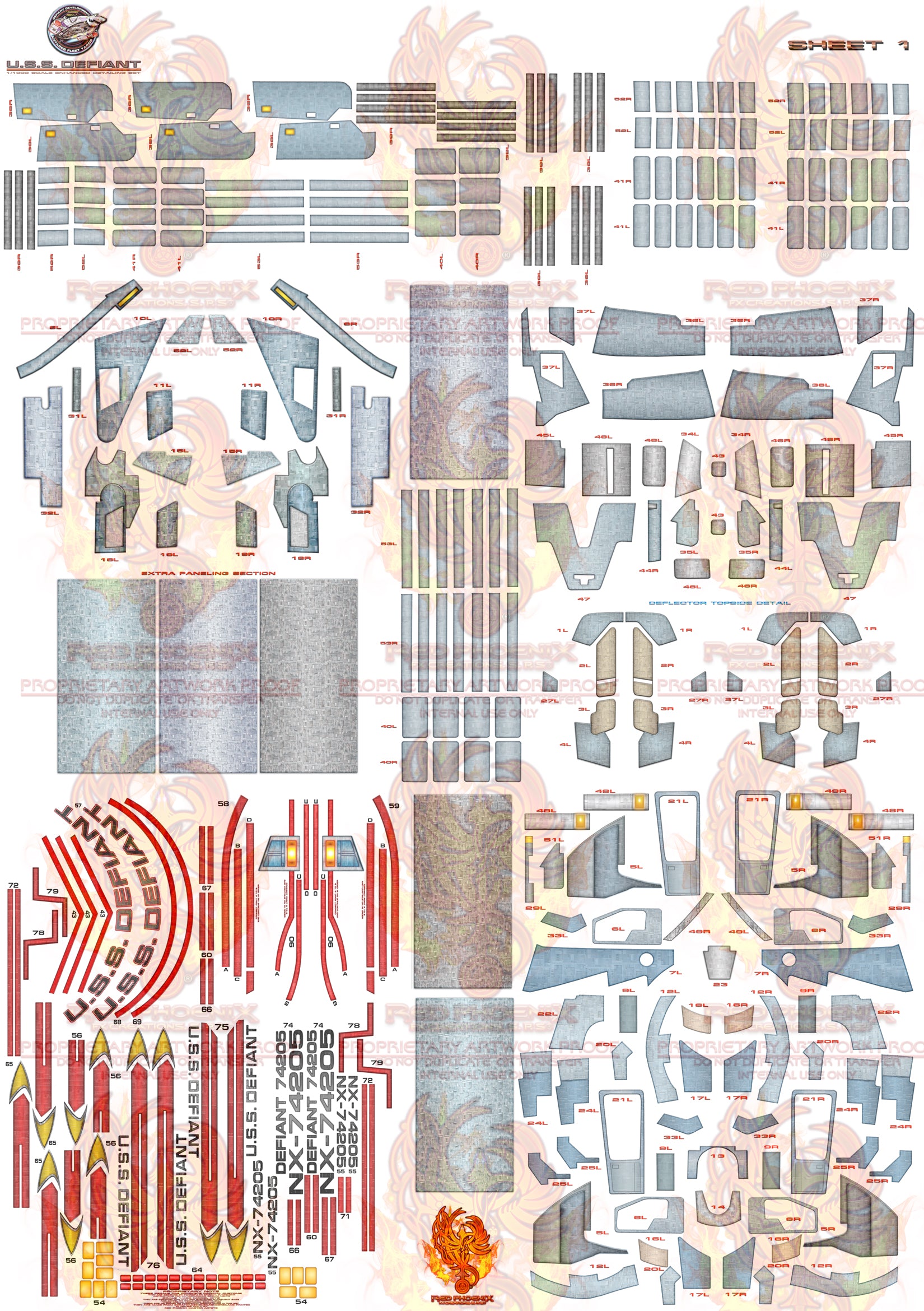 U.S.S. Defiant 1/1000 Scale Enhanced Edition Aztec / Hull Detail Set