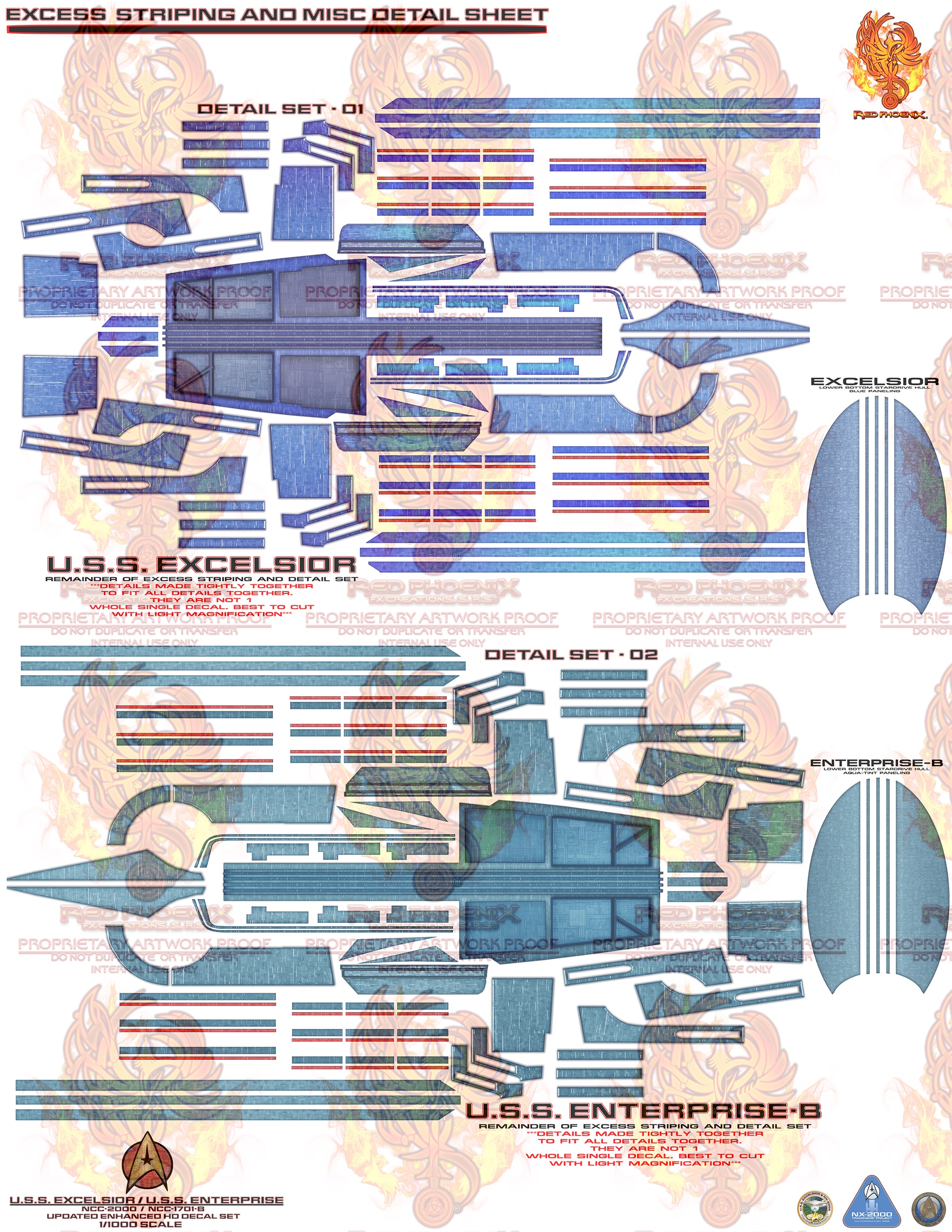 ULTIMATE EDITION - U.S.S. Excelsior/Enterprise-B Scale 1/1000 Aztec /Hull Decal Set