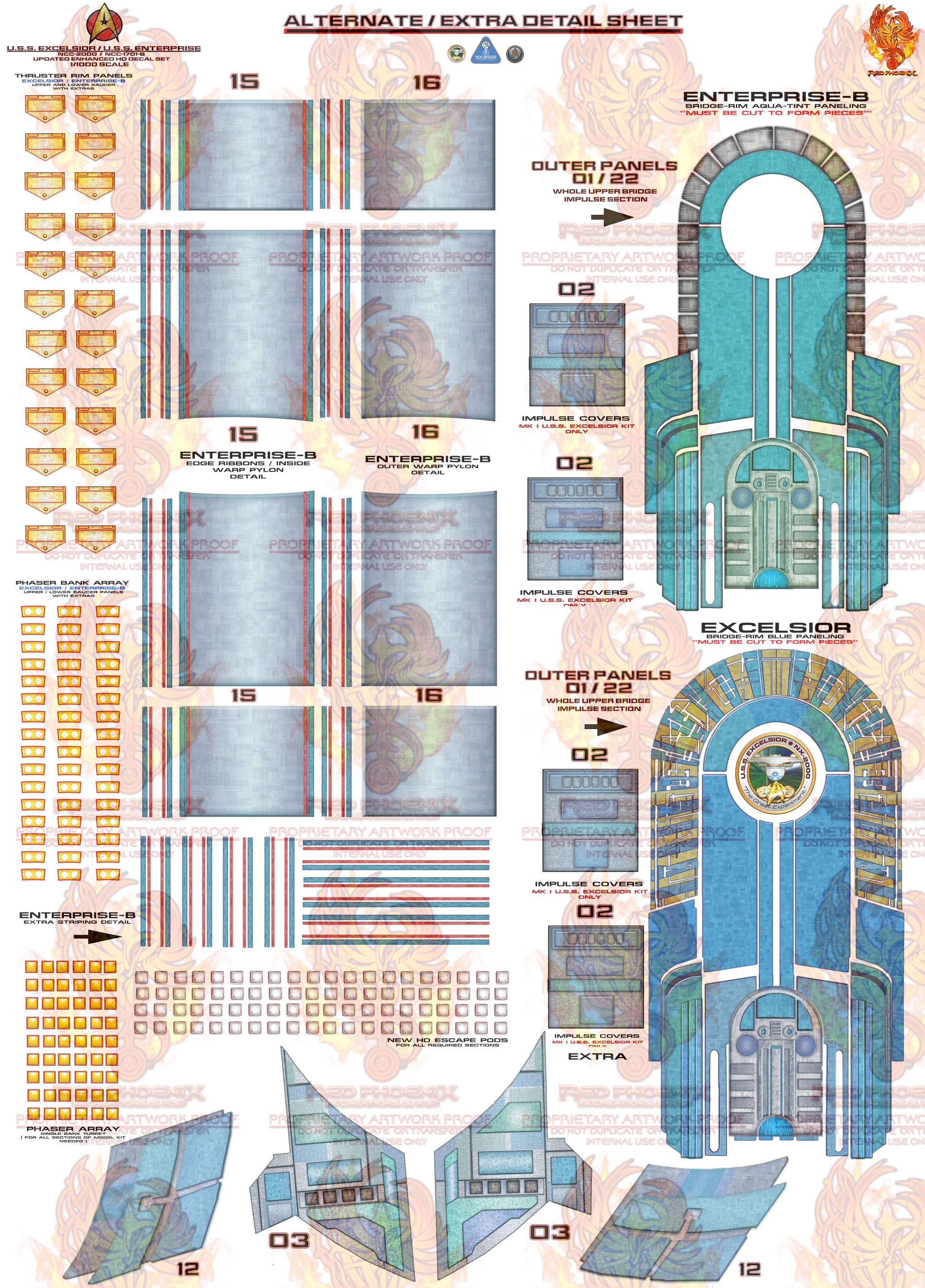 ULTIMATE EDITION - U.S.S. Excelsior/Enterprise-B Scale 1/1000 Aztec /Hull Decal Set