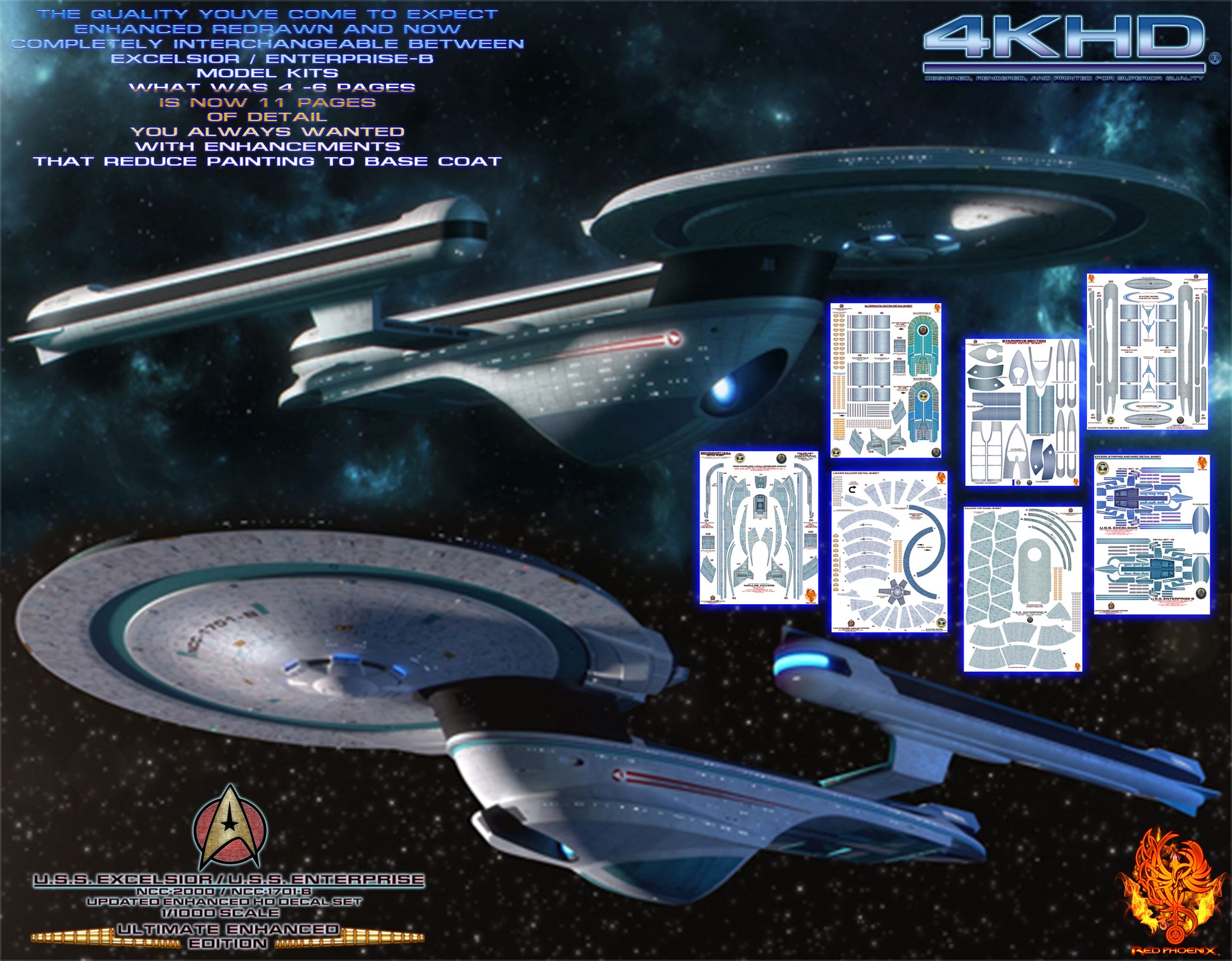 ULTIMATE EDITION - U.S.S. Excelsior/Enterprise-B Scale 1/1000 Aztec /Hull Decal Set