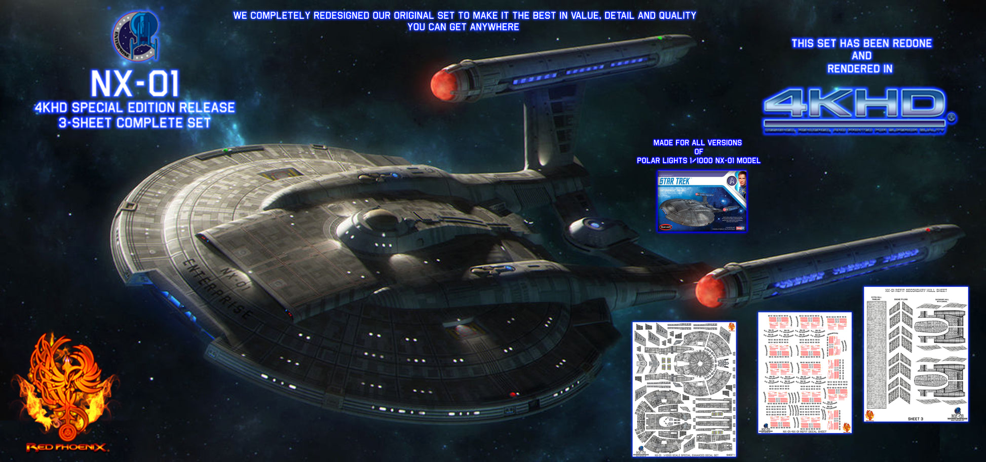 U.S.S.Enterprise NX01 - 1/1000 Scale Classic Edition Aztec / Hull Detail Set