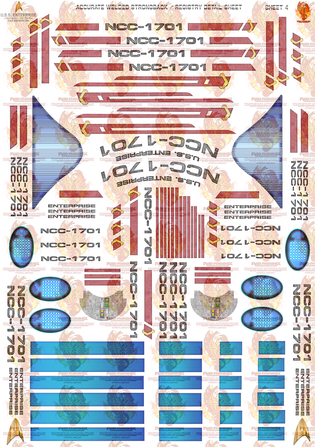 DIY Print Your Own DOWNLOADABLE: U.S.S. Enterprise Discovery-Era 1/1000 Scale Decal Detailing Set