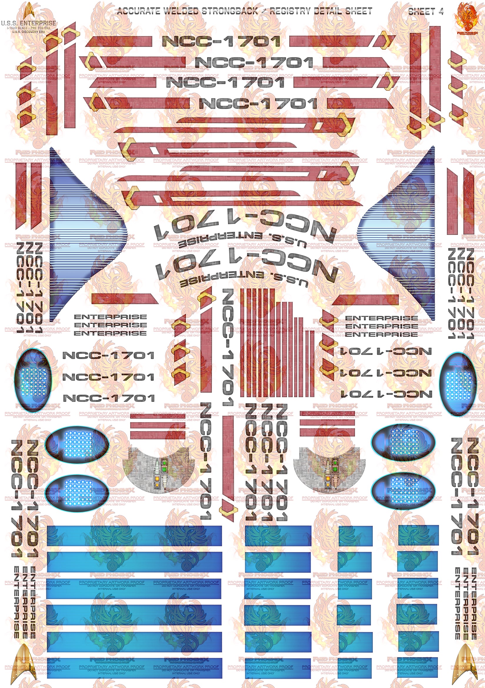 DIY Print Your Own DOWNLOADABLE: U.S.S. Enterprise Discovery-Era 1/1000 Scale Decal Detailing Set