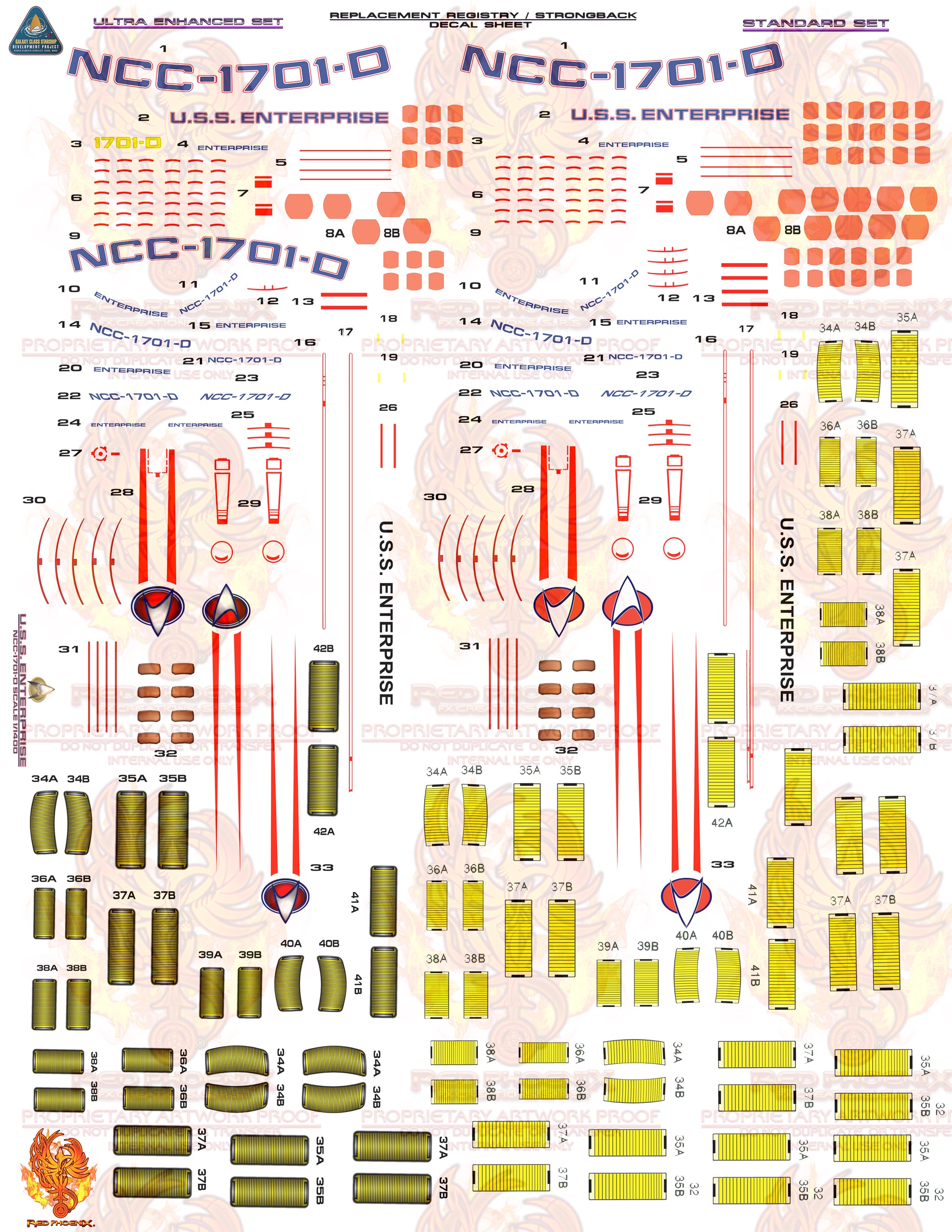 Enhanced Edition U.S.S. Enterprise NCC 1701 D 1-1400 Scale Decal Set