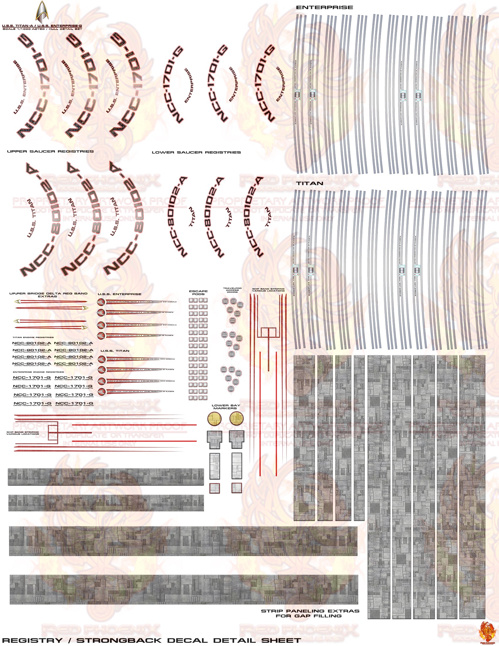U.S.S. Titan-A / U.S.S. Enterprise-G 2-in-1 Interchangeable 1/1000 Scale Aztec Decal Set