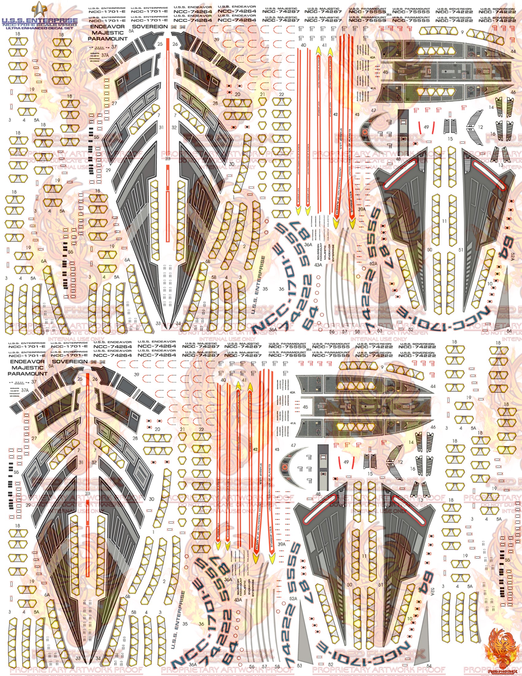 DIY Print Your Own DOWNLOADABLE: U.S.S. Enterprise  NCC 1701-E 1/1400 Scale Enhanced Decal Set