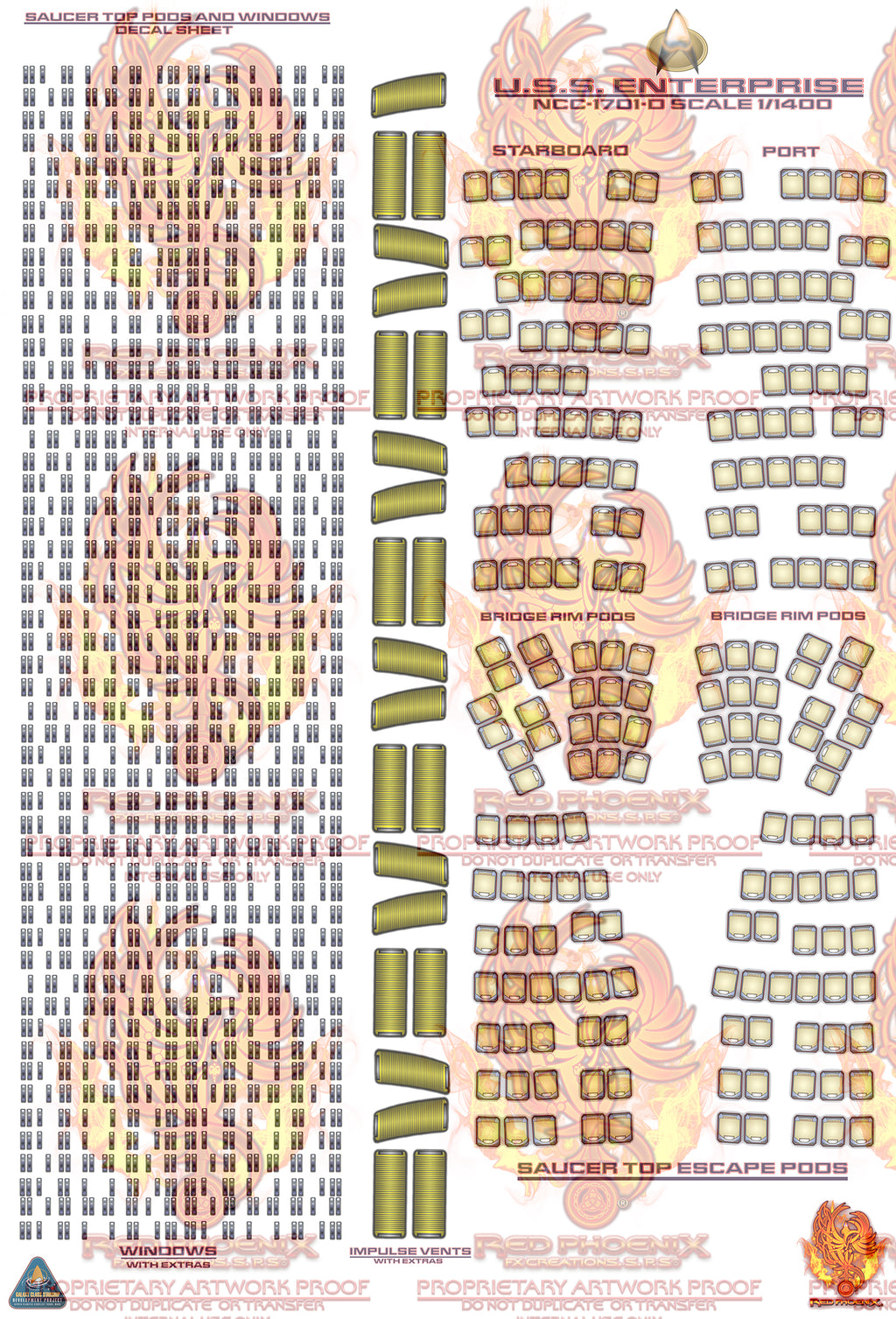 Enhanced Edition U.S.S. Enterprise NCC 1701 D 1-1400 Scale Decal Set