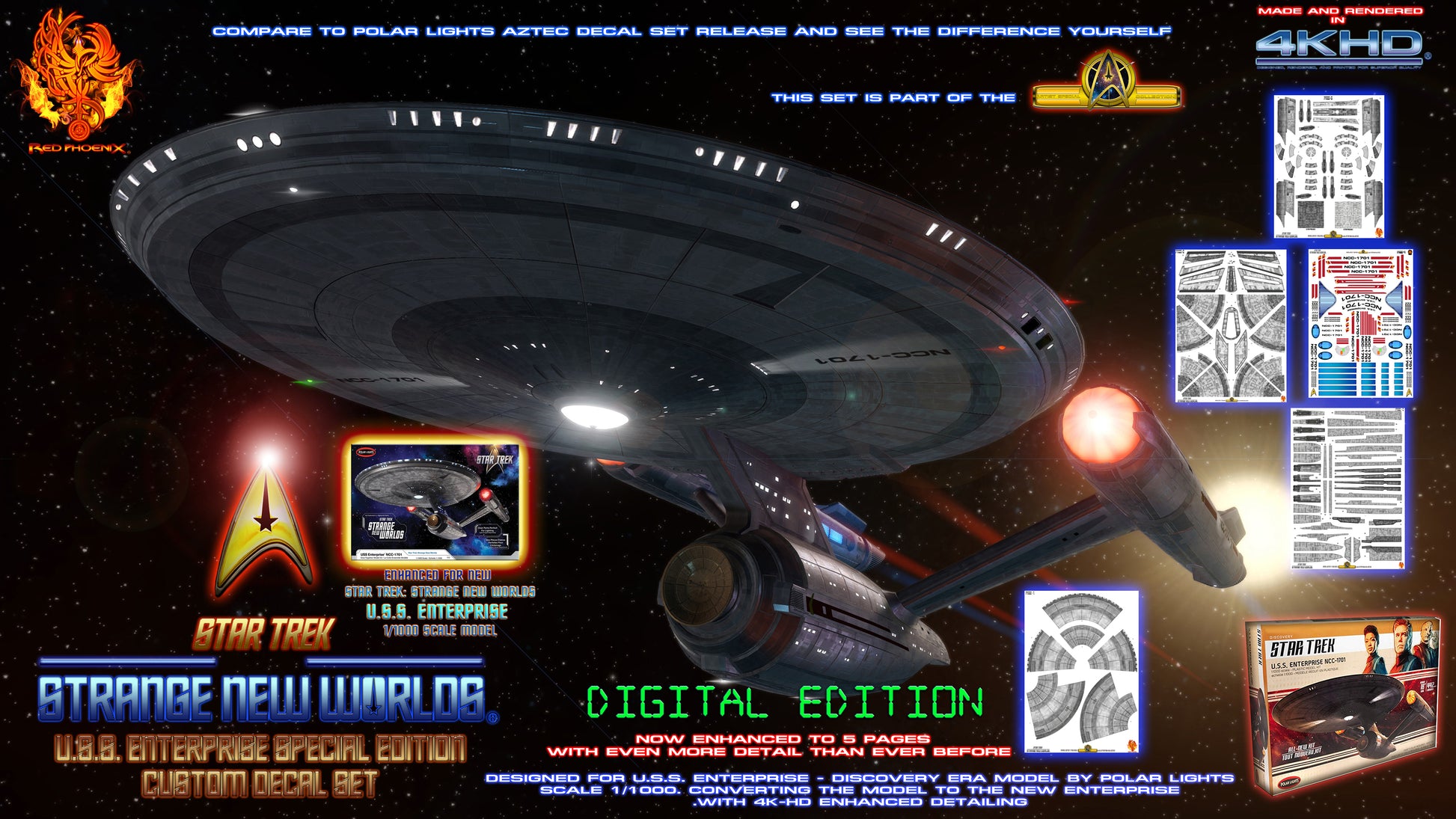 DIY Print Your Own DOWNLOADABLE: U.S.S. Enterprise Strange New Worlds 1/1000 Scale Decal Detailing Set