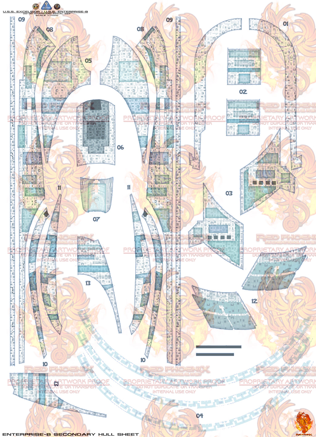 ULTIMATE EDITION - U.S.S. Excelsior/Enterprise-B Scale 1/1000 Aztec /Hull Decal Set