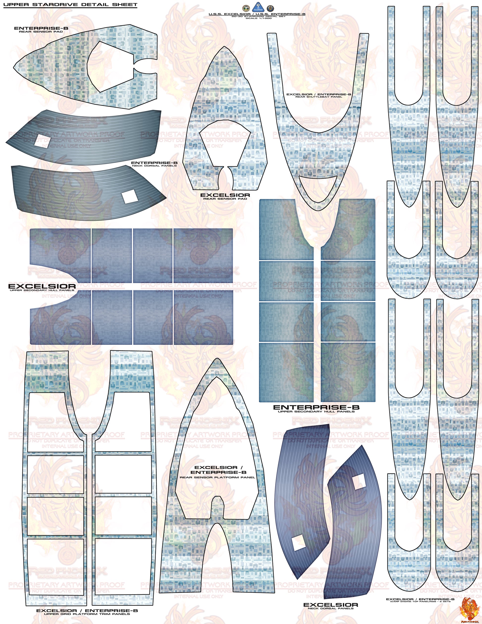 ULTIMATE EDITION - U.S.S. Excelsior/Enterprise-B Scale 1/1000 Aztec /Hull Decal Set