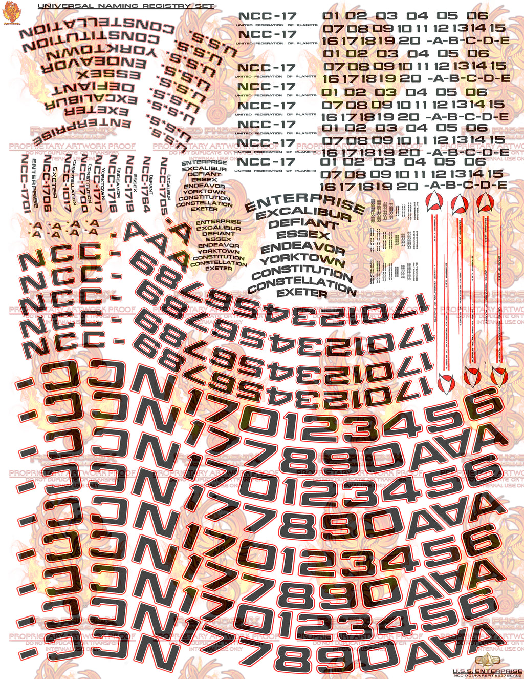 Enhanced Set U.S.S. Enterprise Refit NCC 1701 Refit 1-537 Scale Decal Set