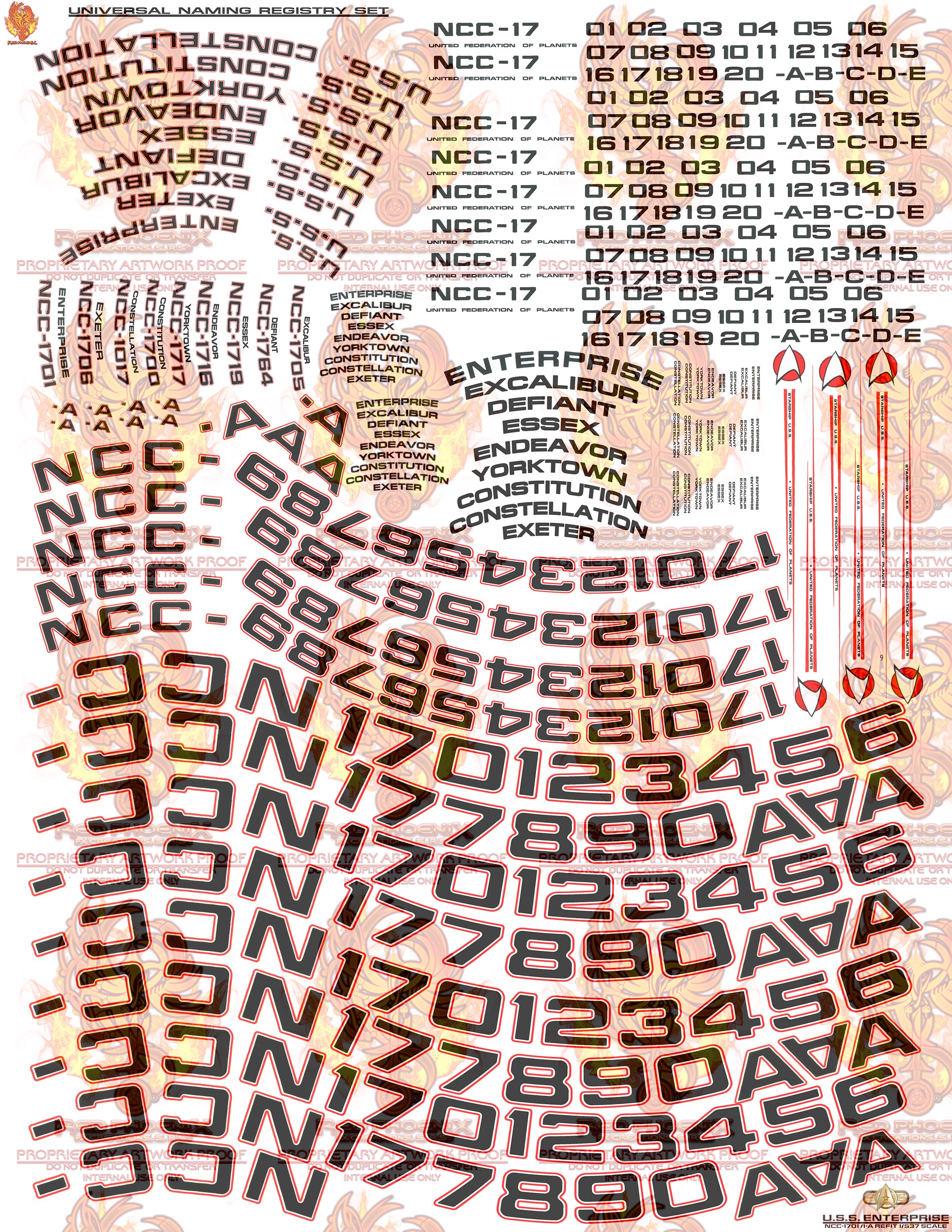 Enhanced Set U.S.S. Enterprise Refit NCC 1701 Refit 1-537 Scale Decal Set