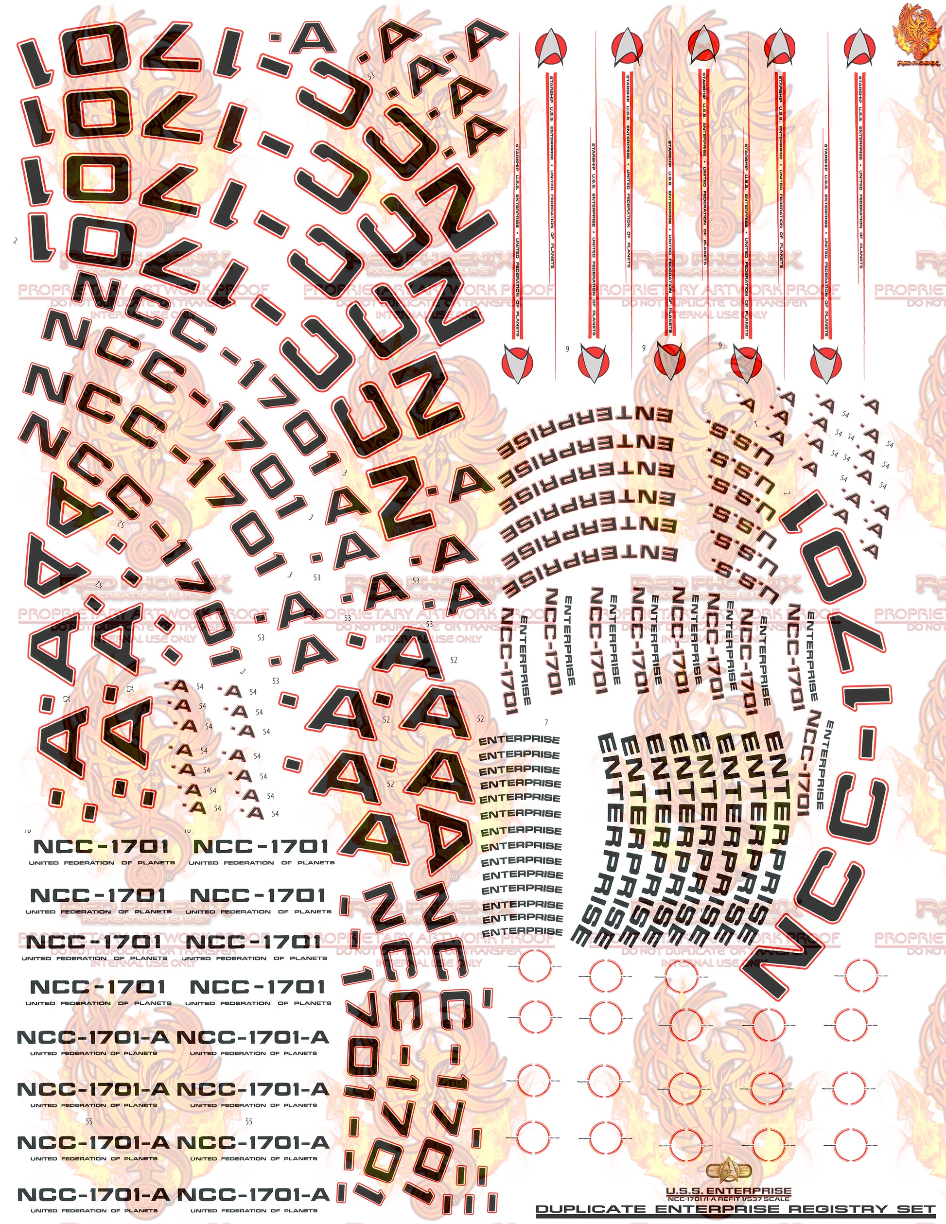 Enhanced Set U.S.S. Enterprise Refit NCC 1701 Refit 1-537 Scale Decal Set