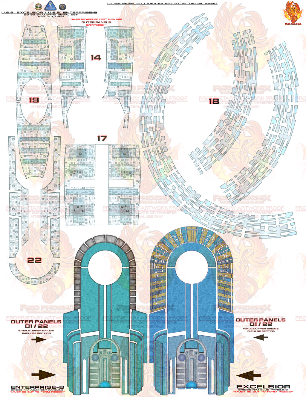 ULTIMATE EDITION - U.S.S. Excelsior/Enterprise-B Scale 1/1000 Aztec /Hull Decal Set