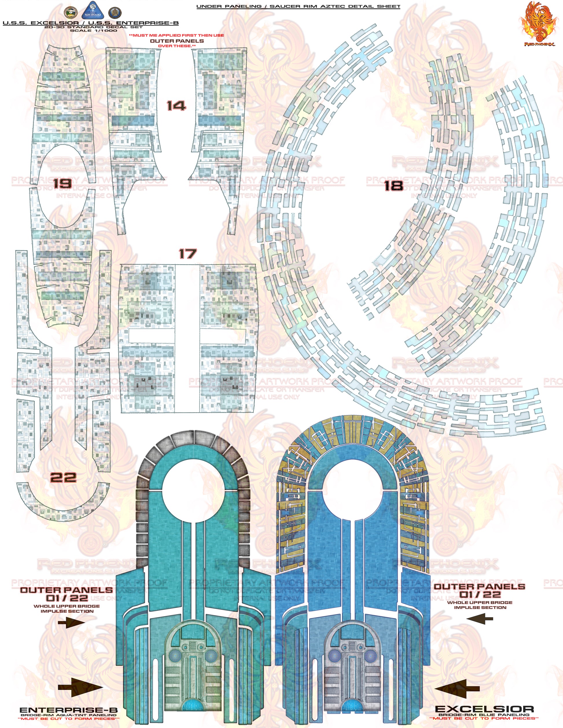 ULTIMATE EDITION - U.S.S. Excelsior/Enterprise-B Scale 1/1000 Aztec /Hull Decal Set