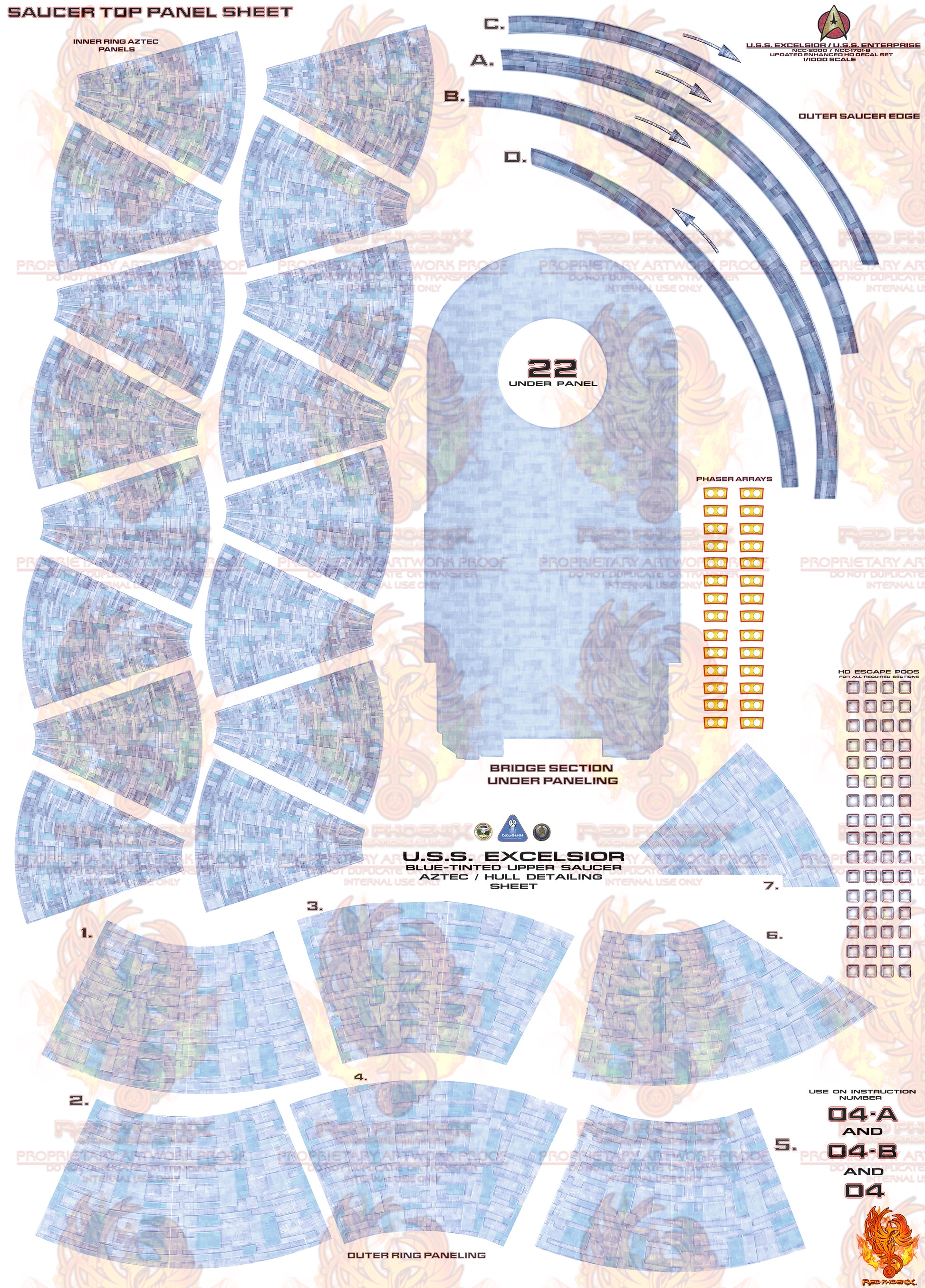 ULTIMATE EDITION - U.S.S. Excelsior/Enterprise-B Scale 1/1000 Aztec /Hull Decal Set
