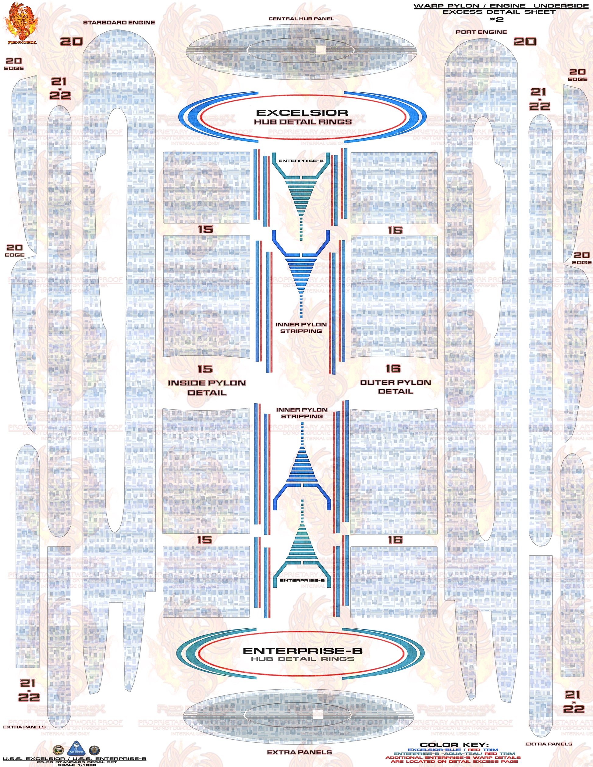 ULTIMATE EDITION - U.S.S. Excelsior/Enterprise-B Scale 1/1000 Aztec /Hull Decal Set