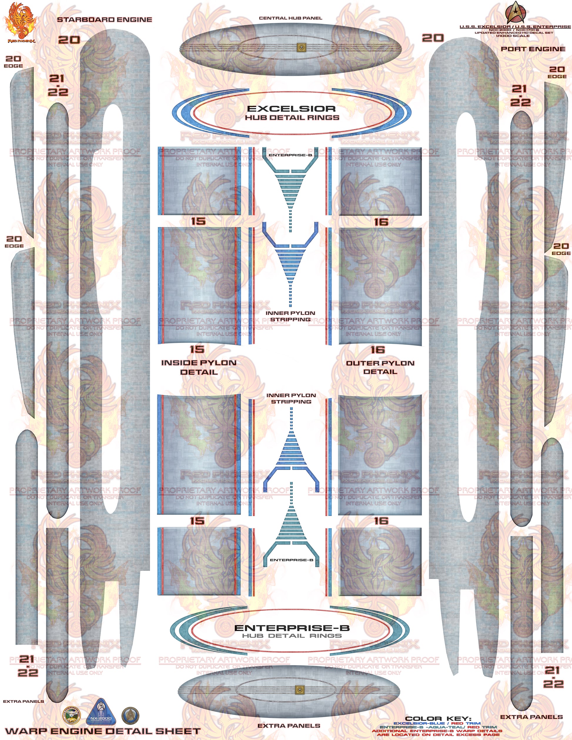 DIY Print Your Own DOWNLOADABLE:  Ultimate Edition- U.S.S. Excelsior/Enterprise-B Scale 1/1000 Aztec /Hull Decal Set