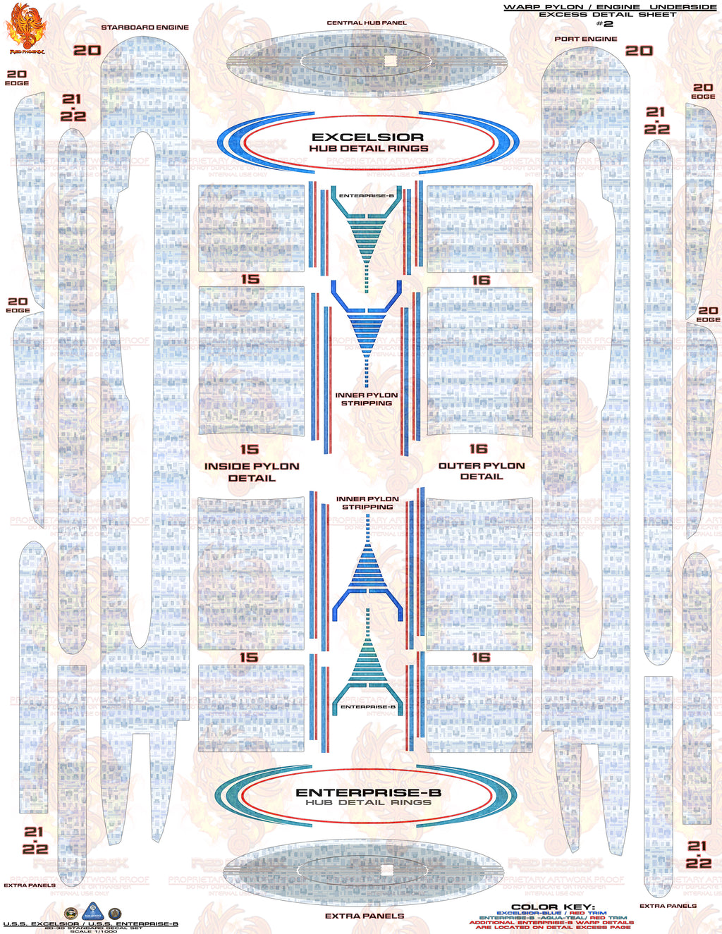 DIY Print Your Own DOWNLOADABLE: 1/1000 U.S.S. Excelsior / U.S.S. Enterprise-B 2-In-1 Decal Detailing Kit