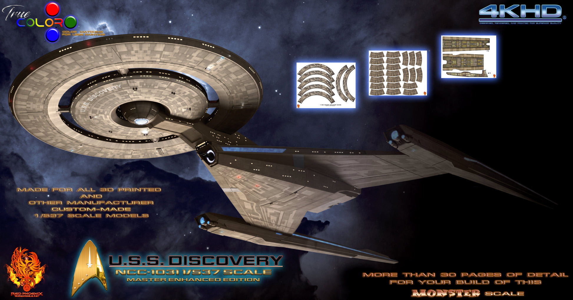 U.S.S. Discovery - Monster Extreme Custom Set for 3D-Printed / Aftermarket Manufacturers 1/537 Scale Model