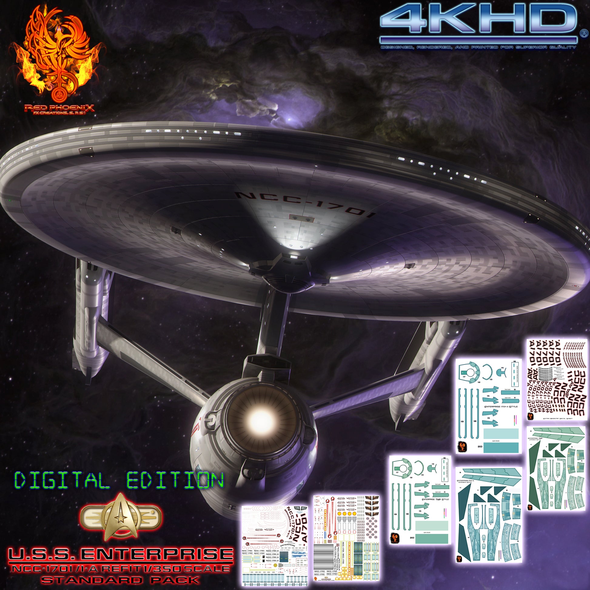 DIY Print Your Own Downloadable - Standard Edition-U.S.S. Enterprise Refit 1/350 Scale Aztec/Hull Decal Set