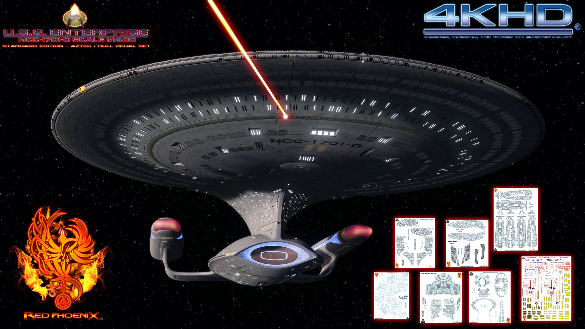 Standard Set U.S.S. Enterprise NCC 1701 D 1-1400 Scale Decal Set