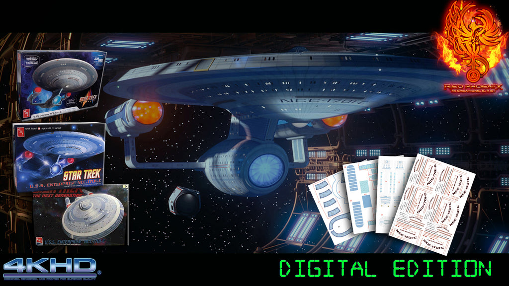 DIY DIGITAL DOWNLOAD: U.S.S. Enterprise-C Scale 1/1400 Aztec / Hull Decal Set- Enhanced Detail