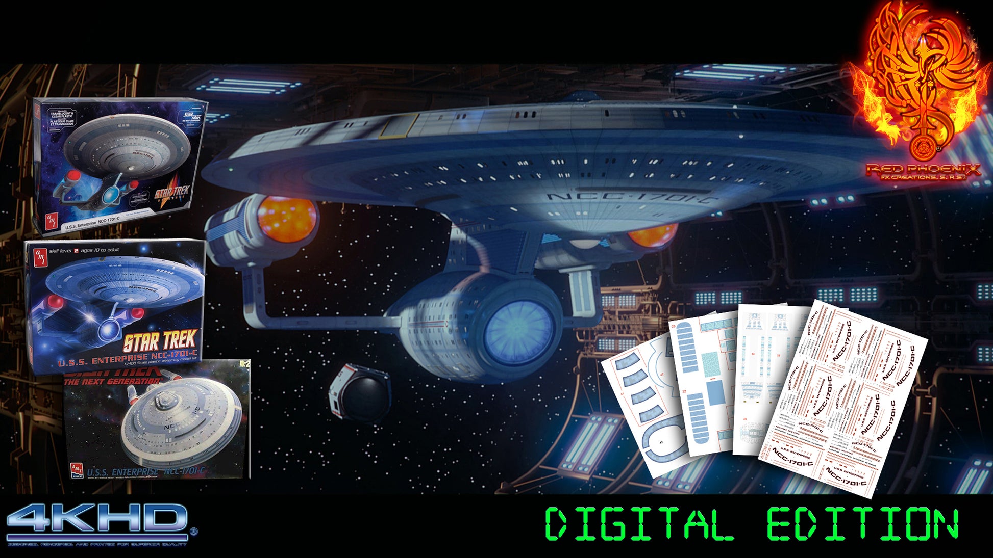 DIY DIGITAL DOWNLOAD: U.S.S. Enterprise-C Scale 1/1400 Aztec / Hull Decal Set- Enhanced Detail