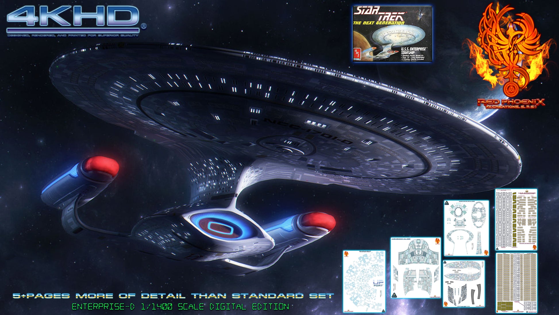 DIY Print Your Own DOWNLOADABLE: U.S.S. Enterprise  NCC 1701-D 1/400 Scale Enhanced Decal Set