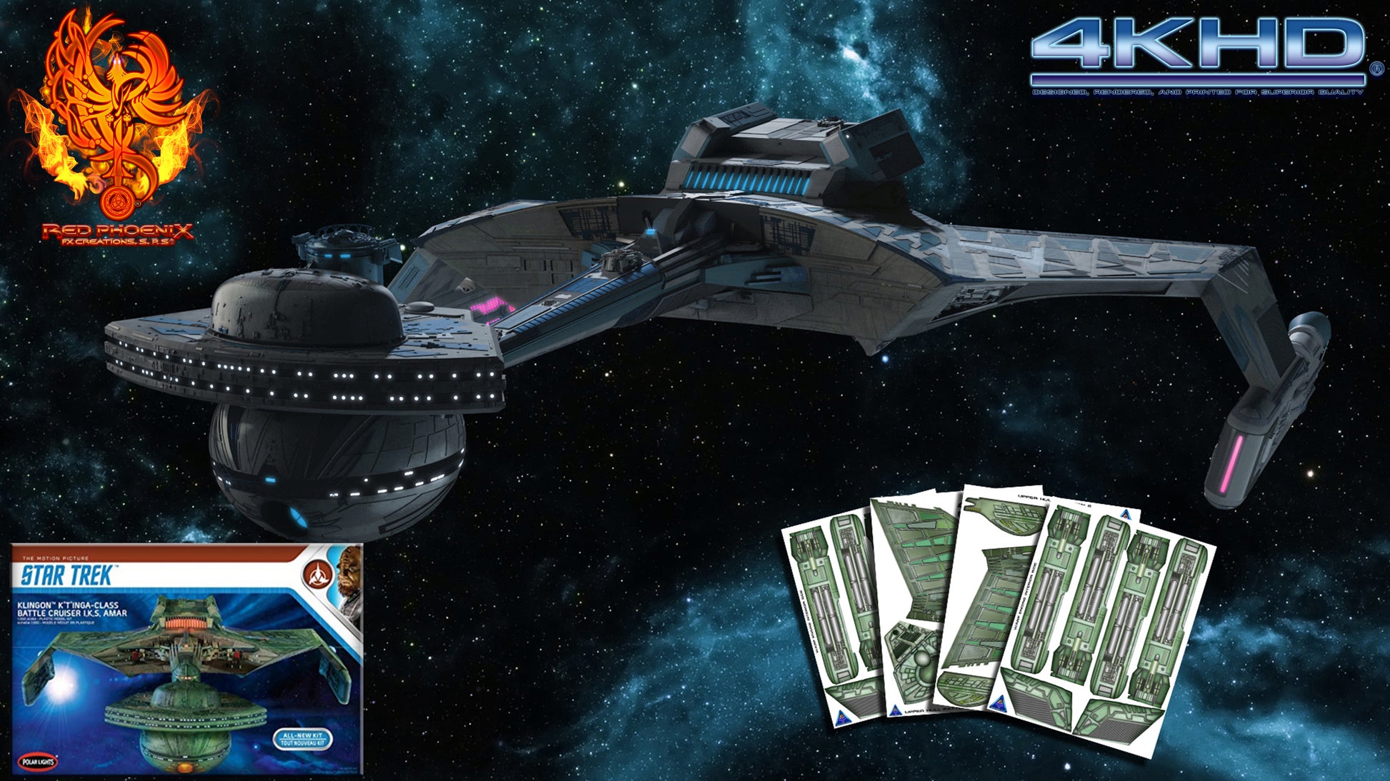 Klingon D7 K'tinga Class Battlecruiser 1/350 Complete Pattern / Hull Detailing Set