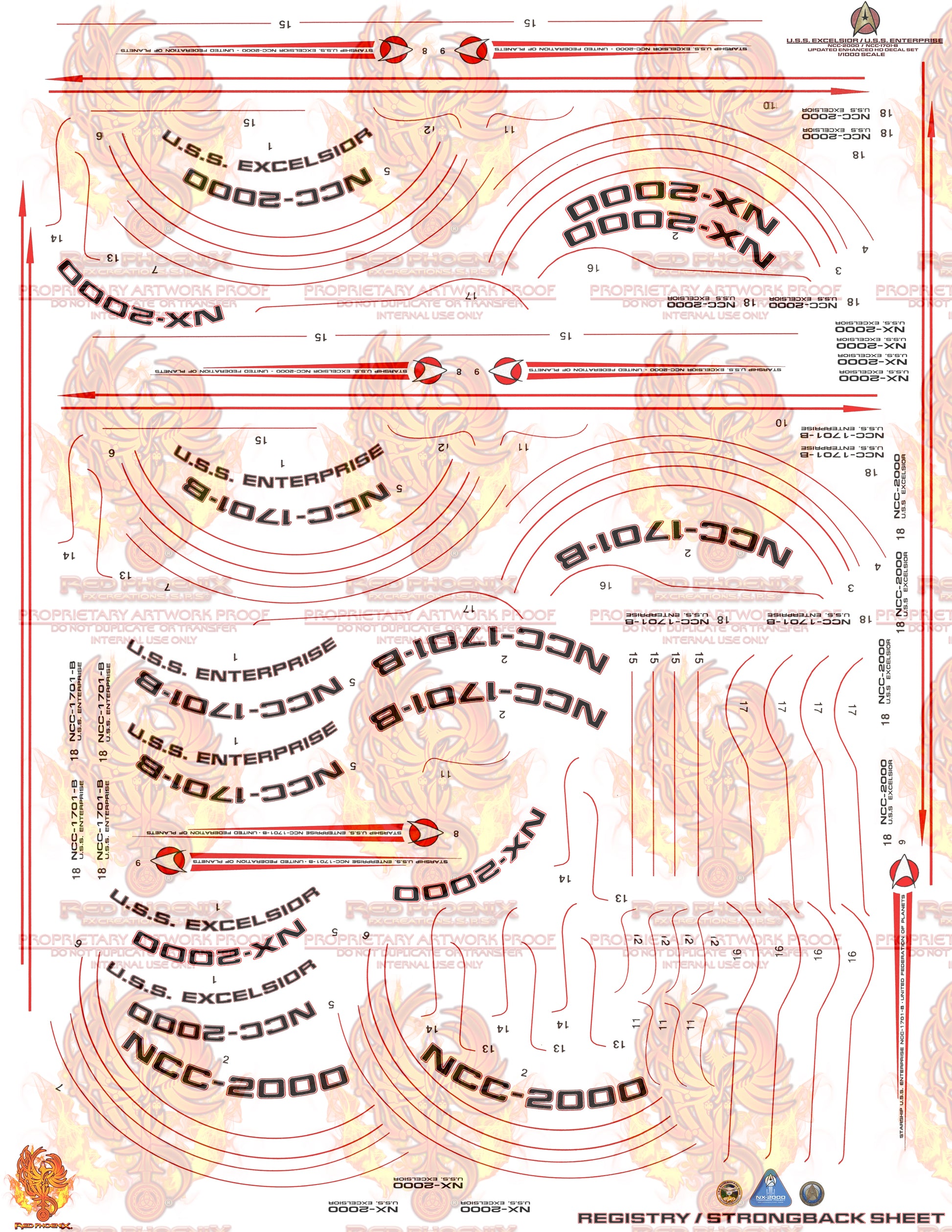 DIY Print Your Own DOWNLOADABLE:  Ultimate Edition- U.S.S. Excelsior/Enterprise-B Scale 1/1000 Aztec /Hull Decal Set