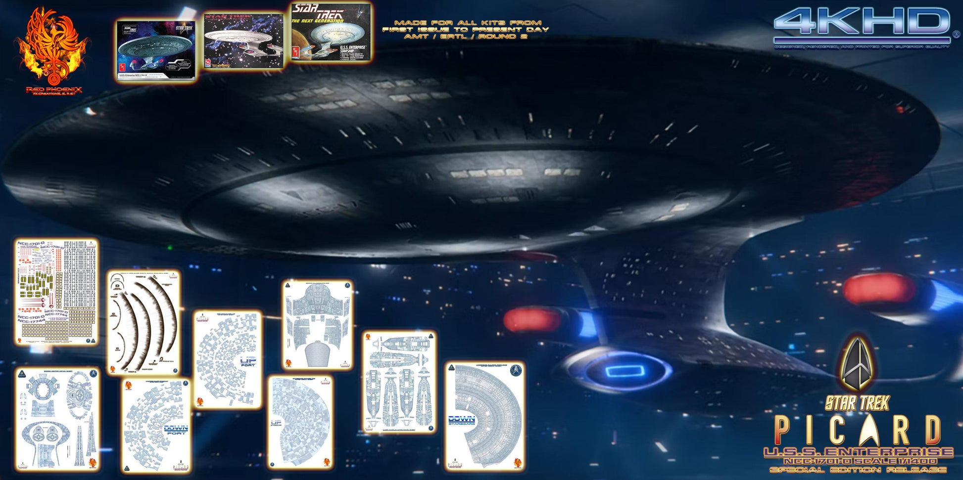Star trek Picard U.S.S. Enterprise NCC 1701 D 1-1400 Scale Decal Set