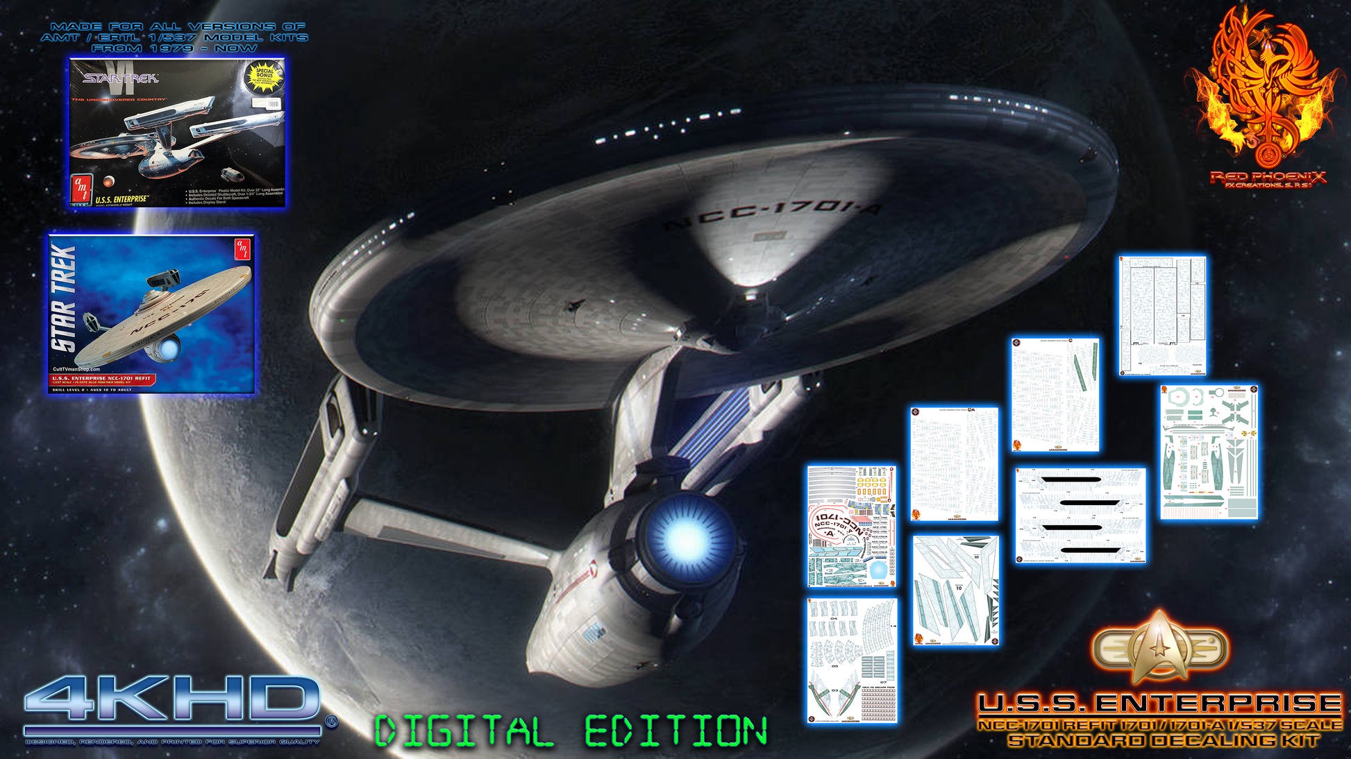 DIY Print Your Own DOWNLOADABLE: U.S.S. Enterprise Refit NCC 1701 Refit 1-537 Scale Standard Decal Set