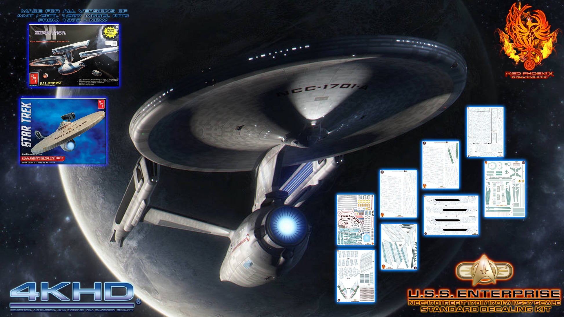Standard Set U.S.S. Enterprise Refit NCC 1701 Refit 1-537 Scale Decal Set